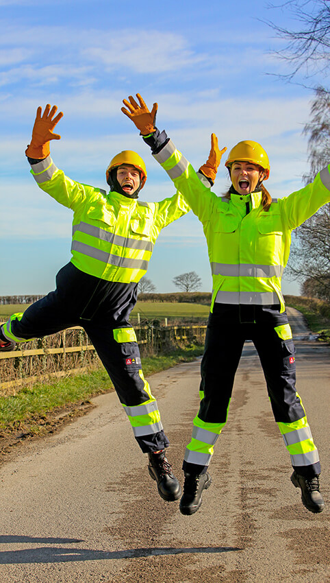 2 models wearing arc flash clothing taken in Rotherham by Sheffield commercial photographer Steve Songhurst